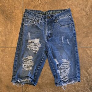 Denim Distressed | GOGO | High Rise Jean Bermuda